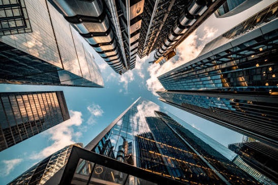 Modern corporate skyscrapers background